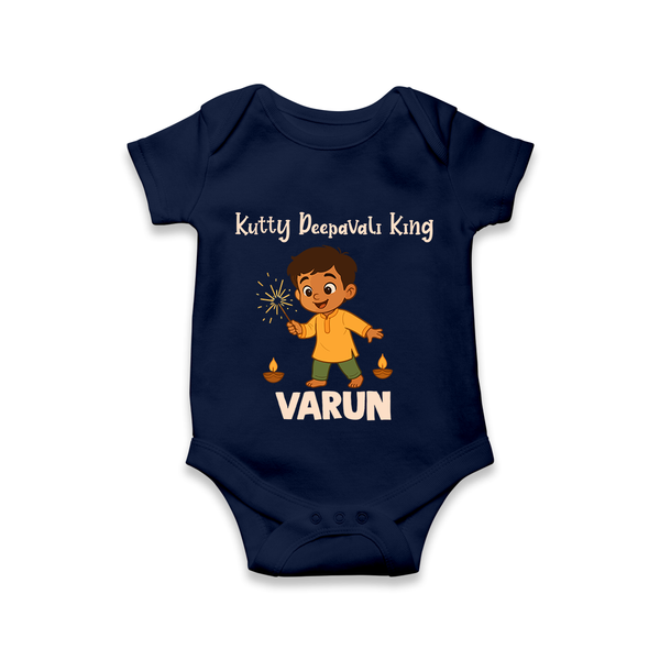 Kutty Deepavali King Romper  - NAVY BLUE - New Born (Chest 14")