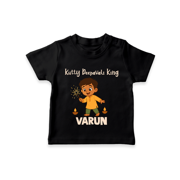 Kutty Deepavali King T shirt  - BLACK - 0-5 Months Old (Chest 17")