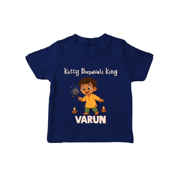 Kutty Deepavali King T shirt  - NAVY BLUE - 0-5 Months Old (Chest 17")