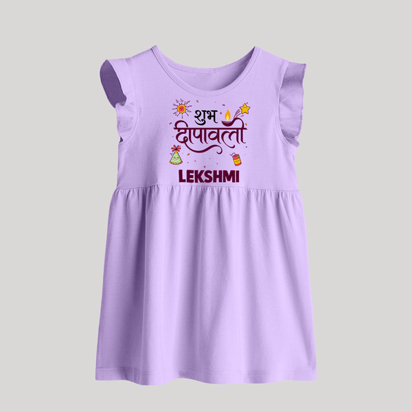Shubh Deepavali Celebration Baby Frock  - LILAC - 0 - 3 Months Old (Chest 17")