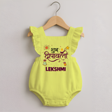 Shubh Deepavali Celebration Romper Frock  - PASTEL YELLOW - 0 - 3 Months Old (Chest 19")
