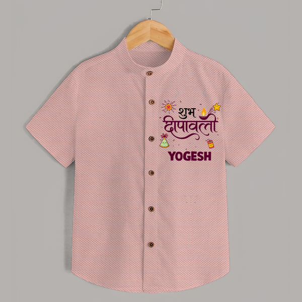  Deepavali Celebration Shirt  - PEACH - 0 - 6 Months Old (Chest 23")