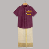 Deepavali Celebration Shirt and Dhoti - WINE - 0 - 6 Months Old (Chest-23") (Dhoti length-14")