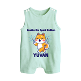 Enakku Oru Spark Podhum Diwali Button Romper  - MINT GREEN - New Born (Chest 18")
