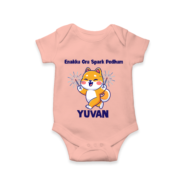 Enakku Oru Spark Podhum Diwali Romper  - PEACH - New Born (Chest 14")