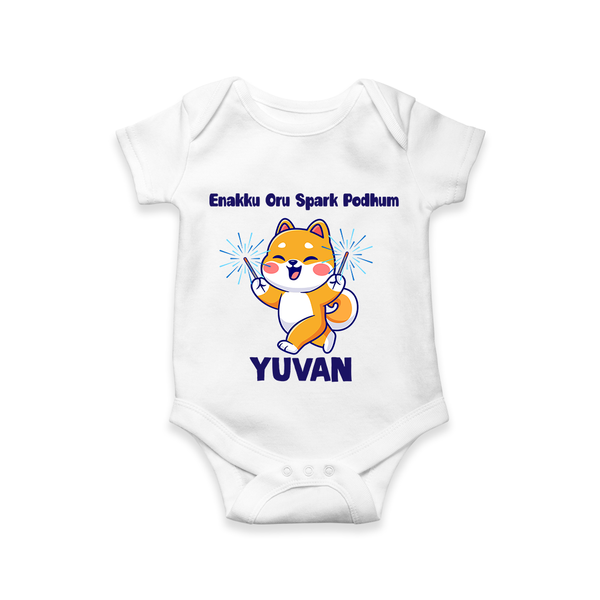 Enakku Oru Spark Podhum Diwali Romper  - WHITE - New Born (Chest 14")