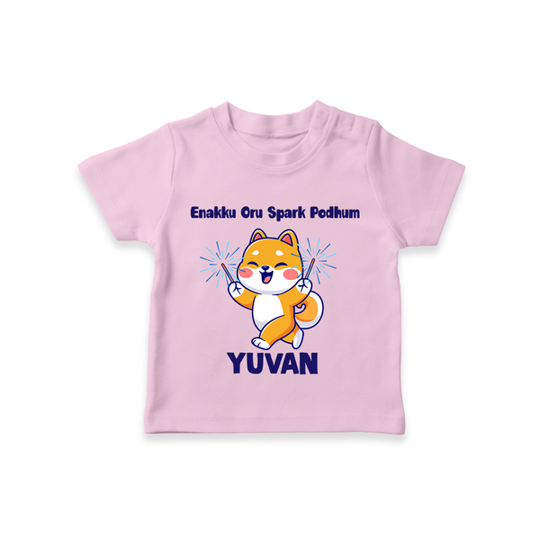 Enakku Oru Spark Podhum Diwali T shirt  - BABY PINK - 0-5 Months Old (Chest 17")