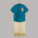 Enakku Oru Spark Podhum Diwali Shirt and Dhoti - PEACOCK BLUE - 0 - 6 Months Old (Chest-23") (Dhoti length-14")
