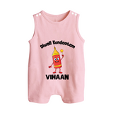 Diwali Kondaatam Celebration Button Romper - BABY PINK - New Born (Chest 18")