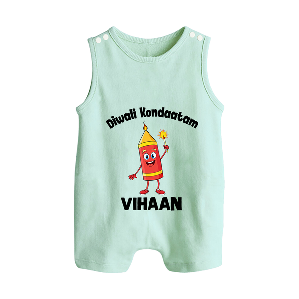 Diwali Kondaatam Celebration Button Romper - MINT GREEN - New Born (Chest 18")