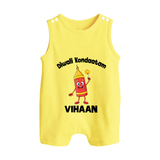 Diwali Kondaatam Celebration Button Romper - PASTEL YELLOW - New Born (Chest 18")