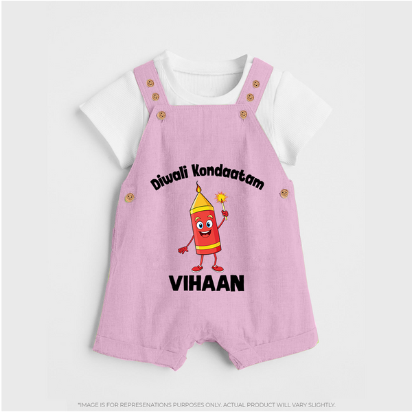 Diwali Kondaatam Celebration Dungaree - BABY PINK - 0 - 5 Months Old (Chest 18")