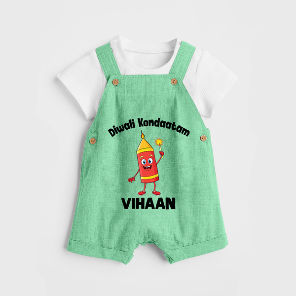 Diwali Kondaatam Celebration Dungaree - GREEN - 0 - 5 Months Old (Chest 18")