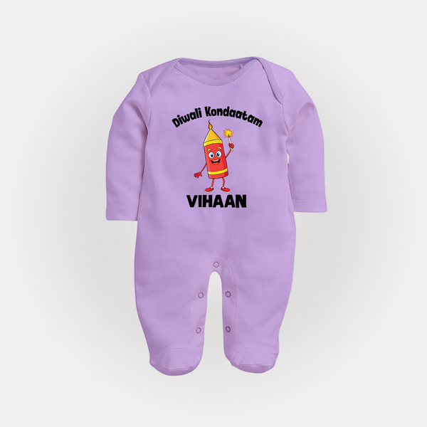 Diwali Kondaatam Celebration Full Body Suit - LILAC - New Born (Chest 7.5")