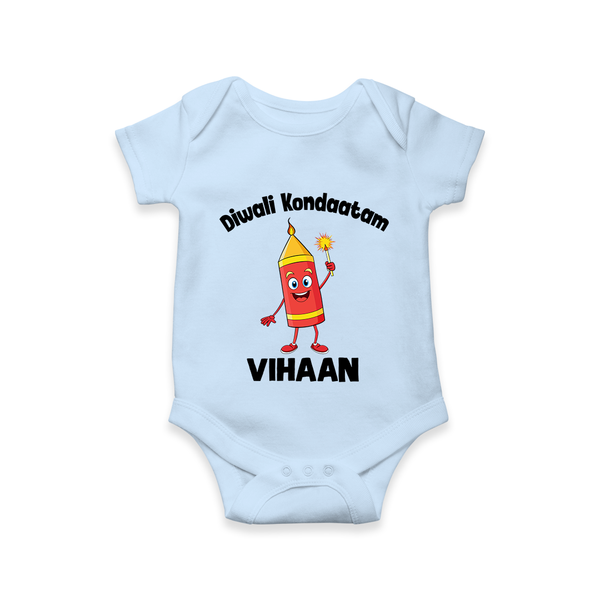 Diwali Kondaatam Celebration Romper - BABY BLUE - New Born (Chest 14")