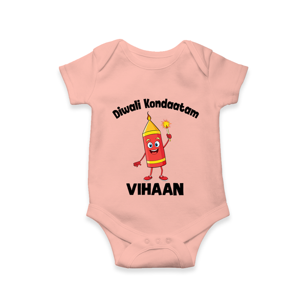 Diwali Kondaatam Celebration Romper - PEACH - New Born (Chest 14")