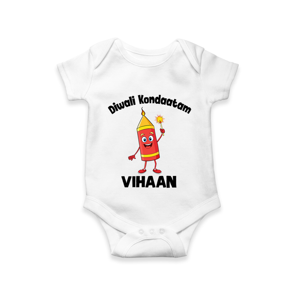 Diwali Kondaatam Celebration Romper - WHITE - New Born (Chest 14")