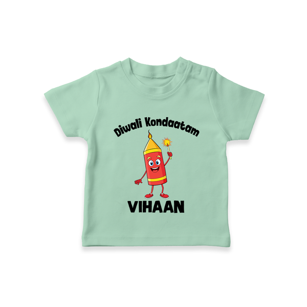Diwali Kondaatam Celebration T shirt - MINT GREEN - 0-5 Months Old (Chest 17")