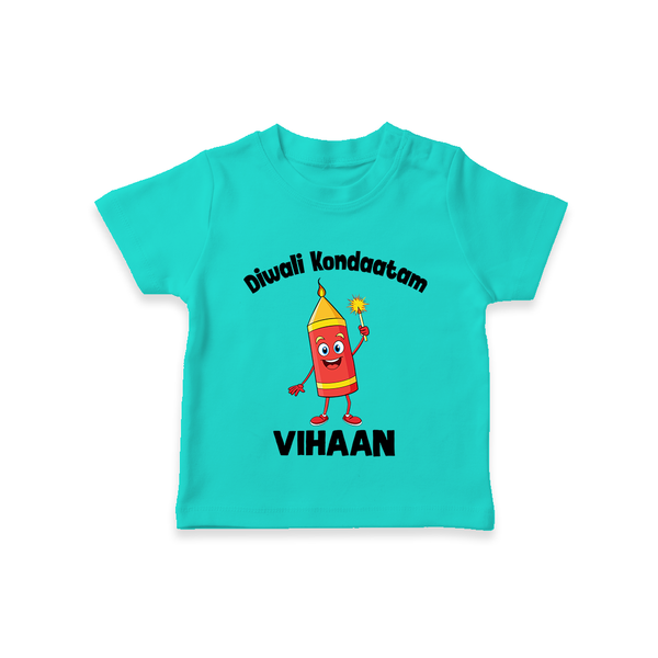 Diwali Kondaatam Celebration T shirt - TEAL - 0-5 Months Old (Chest 17")