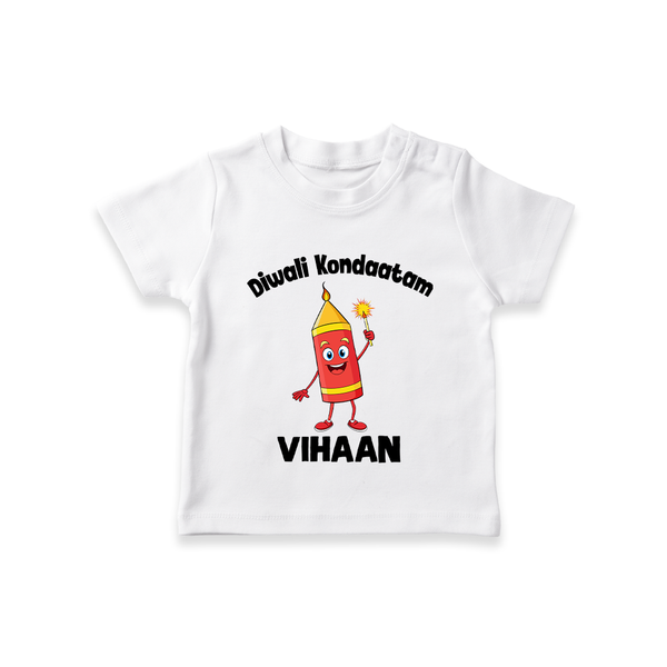 Diwali Kondaatam Celebration T shirt - WHITE - 0-5 Months Old (Chest 17")