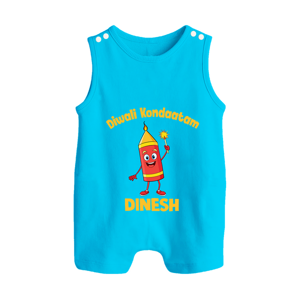 Diwali Kondaatam Celebration Button Romper - SKY BLUE - New Born (Chest 18")