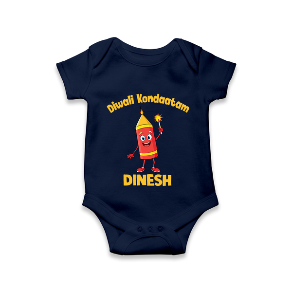 Diwali Kondaatam Celebration Romper - NAVY BLUE - New Born (Chest 14")