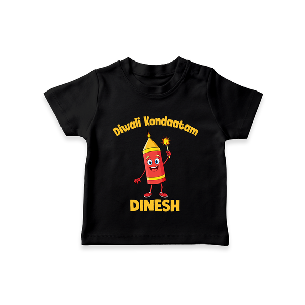 Diwali Kondaatam Celebration T shirt - BLACK - 0-5 Months Old (Chest 17")