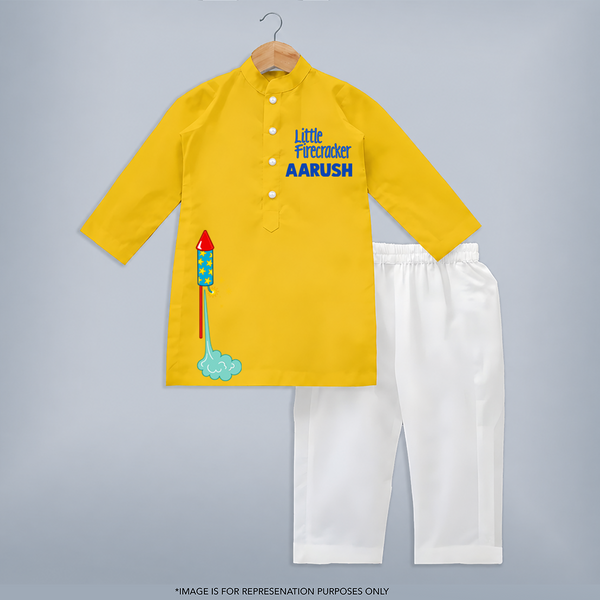 Little Firecracker Diwali Kurta - CHROME YELLOW - 3 - 6 Months Old (Chest 24", Kurta Length 14'', Waist 19", Pant Length 14")