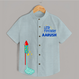 Little Firecracker Diwali Shirt  - ARCTIC BLUE - 0 - 6 Months Old (Chest 23")
