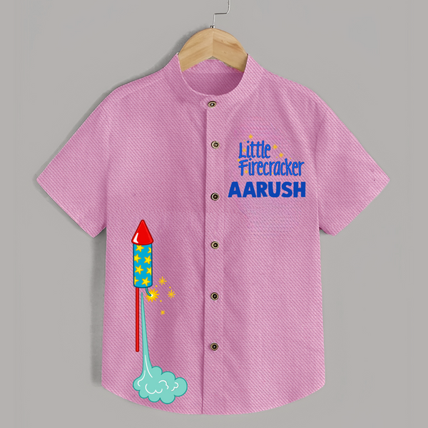 Little Firecracker Diwali Shirt  - BABY PINK - 0 - 6 Months Old (Chest 23")