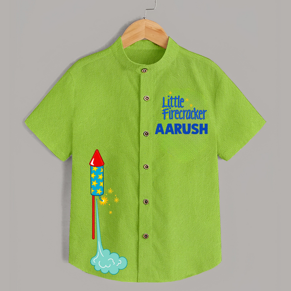 Little Firecracker Diwali Shirt  - LIME GREEN - 0 - 6 Months Old (Chest 23")