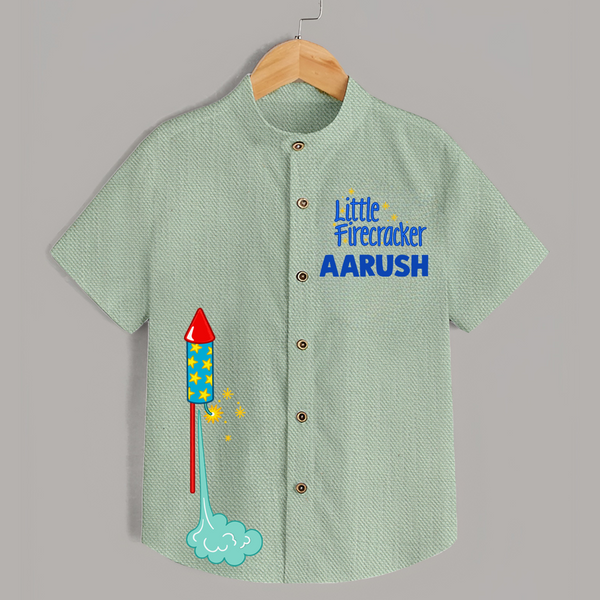 Little Firecracker Diwali Shirt  - MINT GREEN - 0 - 6 Months Old (Chest 23")