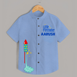Little Firecracker Diwali Shirt  - SKY BLUE - 0 - 6 Months Old (Chest 23")