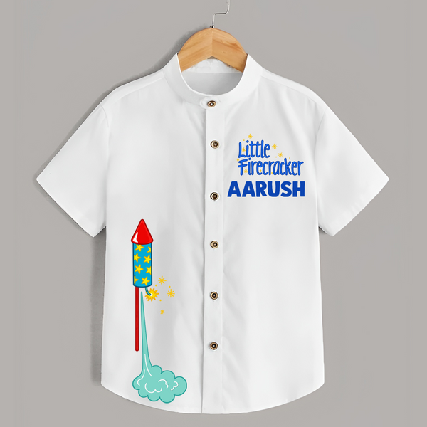 Little Firecracker Diwali Shirt  - WHITE - 0 - 6 Months Old (Chest 23")