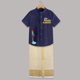 Little Firecracker Diwali Shirt and Dhoti - DARK BLUE - 0 - 6 Months Old (Chest-23") (Dhoti length-14")