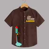 Little Firecracker Diwali Shirt  - CHOCOLATE BROWN - 0 - 6 Months Old (Chest 23")