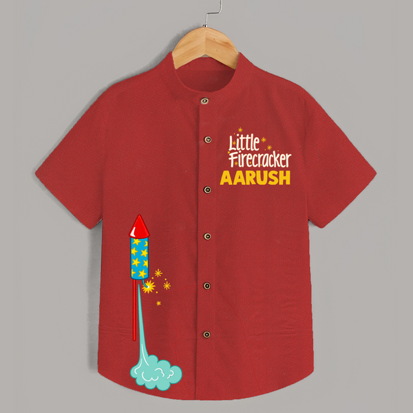 Little Firecracker Diwali Shirt  - RED - 0 - 6 Months Old (Chest 23")