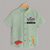 Shubh Deepavali Celebration Shirt  - MINT GREEN - 0 - 6 Months Old (Chest 23")