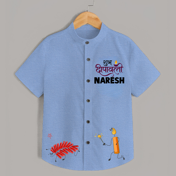Shubh Deepavali Celebration Shirt  - SKY BLUE - 0 - 6 Months Old (Chest 23")
