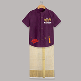 Shubh Deepavali Celebration Shirt and Dhoti - GRAPE - 0 - 6 Months Old (Chest-23") (Dhoti length-14")