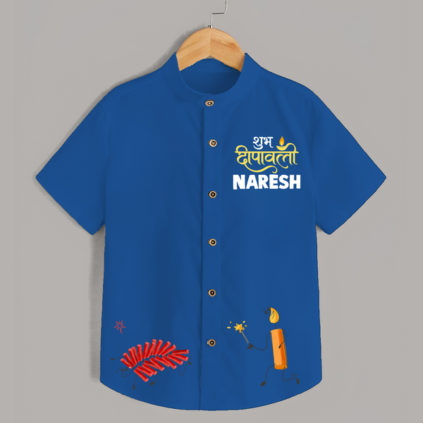Shubh Deepavali Celebration Shirt  - COBALT BLUE - 0 - 6 Months Old (Chest 23")