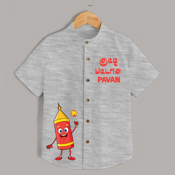 Kutty Pattasu Diwali Shirt  - GREY - 0 - 6 Months Old (Chest 23")