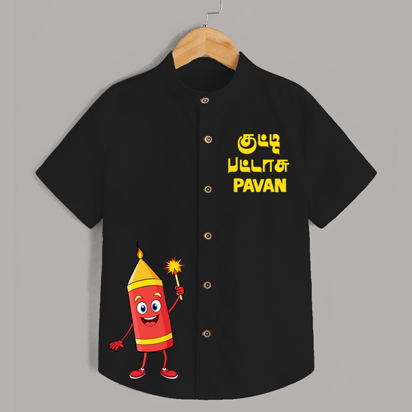 Kutty Pattasu Diwali Shirt  - BLACK - 0 - 6 Months Old (Chest 23")