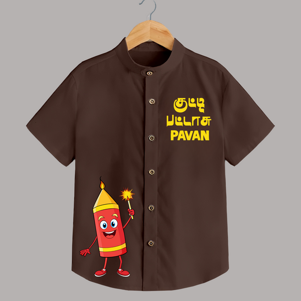 Kutty Pattasu Diwali Shirt  - CHOCOLATE BROWN - 0 - 6 Months Old (Chest 23")