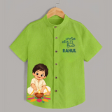 En Iniya Deepavali Shirt  - LIME GREEN - 0 - 6 Months Old (Chest 23")