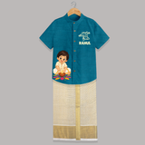 En Iniya Deepavali Shirt and Dhoti - PEACOCK BLUE - 0 - 6 Months Old (Chest-23") (Dhoti length-14")