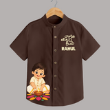 En Iniya Deepavali Shirt  - CHOCOLATE BROWN - 0 - 6 Months Old (Chest 23")