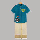 Diwali Mass Shirt and Dhoti - PEACOCK BLUE - 0 - 6 Months Old (Chest-23") (Dhoti length-14")