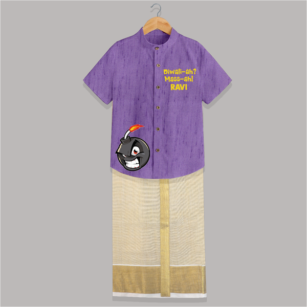 Diwali Mass Shirt and Dhoti - ROYAL PURPLE - 0 - 6 Months Old (Chest-23") (Dhoti length-14")