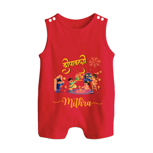 Happy Diwali | Fun and Festivity Romper Suit - RED - 0 - 5 Months Old (Chest 18")